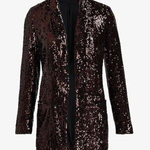 Beautiful Sequin Open Front Boyfriend Blazer -- NWT, never used - espresso color